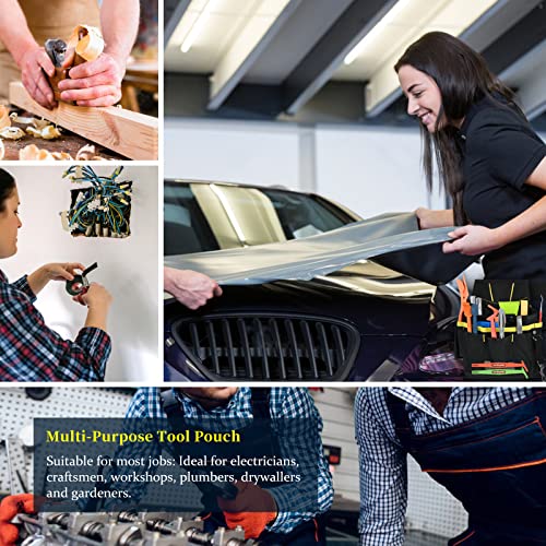 EHDIS Wrapping Tool Pouch with Belt Waist Waterproof Oxford Small Tool Organizer Tool Bag Utility Gadget Tool Holder with Multi Pocket for Car Tools