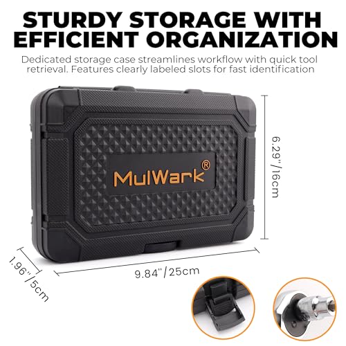 Mulwark 20PC 3/8" Drive Extra Long Allen Hex Bit Socket Set - Long Allen Socket Set contain Metric Allen Sockets 3mm - 12mm | SAE Hex Sockets 1/8'' - 7/16'' with Storage Case for Repair and Assembly - size: 20PCS Long Hex Socket Set