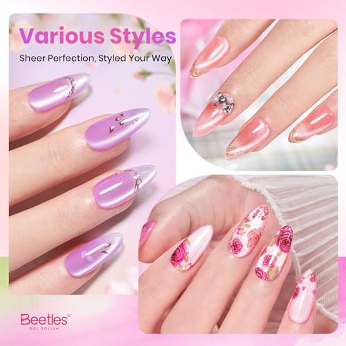 Beetles Cat Eye Gel Nail Polish Set, 6 Colors Fairy Garden Gel Polish Kit - color: A - Glass Cat Eye | Fairy Garden