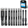 DKIBBITH 10 Pack Dry Diamond Drill Bits & Tile Drill Bit Set for Ceramic, Porcelain, Marble, Granite, Stone, Glass - Round Shank 3/16"(x2), 1/4"(x3), 5/16", 3/8", 1/2"+2 Pack Drill Bits 1/4" - size: 10 Pcs Diamond Drill Bit