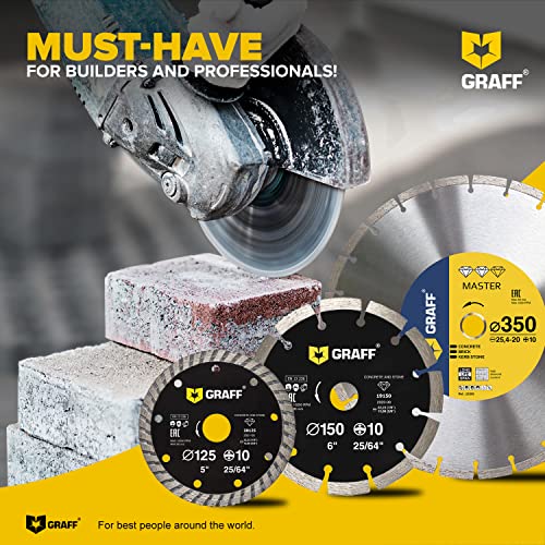 4 1/2 Inch Diamond Blade for Angle Grinder — Diamond Cutting Wheel for Cutting Stone, Marble, Granite, Brick, Masonry, Paving Flag, Concrete — Diamond Saw Blades Segment Height 0.394” (10 mm) — GRAFF - size: Ø 4 ½ Inch Segment, style: Diamond Segment Blad