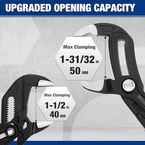 WORKPRO 2 PCS 7-Inch Pliers Wrench & 10-Inch Groove Joint Pliers Set, CR-V - size: 7 inch & 10 inch