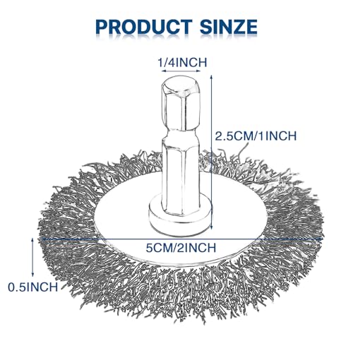 2" Wire Brushes for Drill, Stainless Steel Wire Wheel Brushes Kit with 1/4-Inch Hex Shank, 6 Pieces