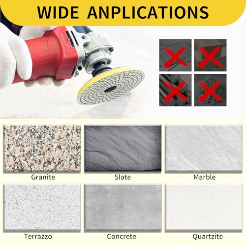 5 Inch Diamond Polishing Pads Tile Stone Diamond Sanding Pads Kit - size: 5-INCH