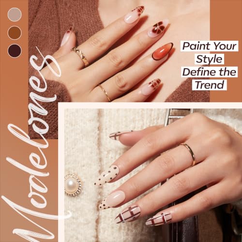 modelones Nude Brown Gel Nail Polish Set, Beige Caramel 6 Fall Colors - color: A A A1 coffee brown