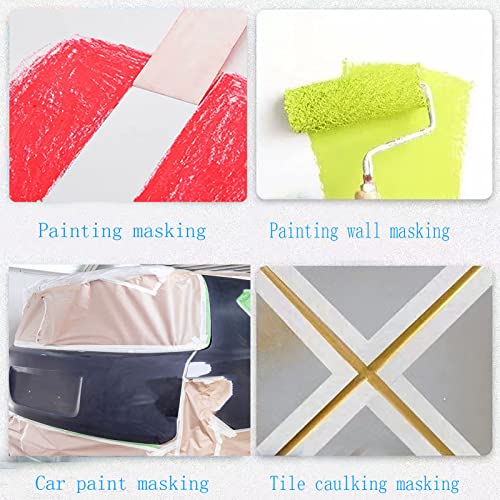 Lazybug studio Masking Tape 1 inch 12 Pack, Adhesive Painting Tape Bulk for General Purpose Use, 1 inch x 55 Yards x 12 Rolls, 660 Yards in Total - size: 1 Inch Wide