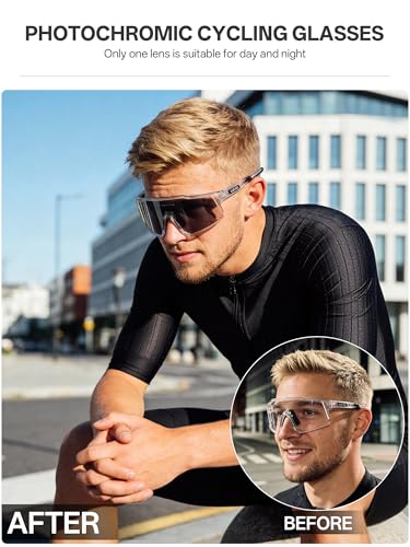 KAPVOE Photochromic Cycling Glasses Clear Mountain Bike Glasses K9022 - color: Transparent