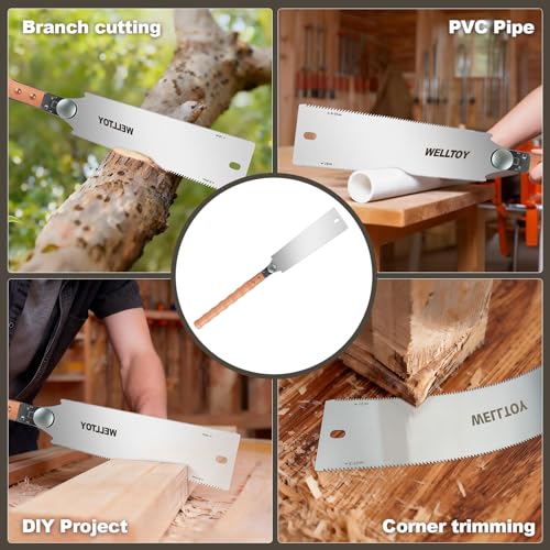 Japanese Pull Saw of Double Edge,10 Inch Hand Saw of 7-10/18 TPI Gradient Teeth, SK5 Flexible Replaceable Blades,with Non-Slip Bamboo Knot wooden Handle,Woodworking Tool for Hardwood & Softwood. - size: 10Inch