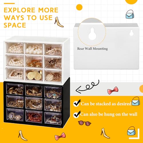 Wenqik 2 Pcs Mini Storage Drawers, Black, White - color: Black, White