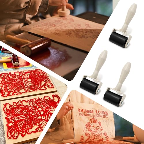 6Pcs Rubber Brayer Rollers Kit,1.4inch Rubber Rollers for Printmaking Wallpaper Ink Stamping Gluing Oil Painting Plastic Relief Crafting Art DIY - size: 1.4"