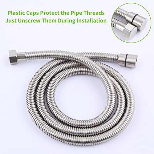 Angle Simple Brushed Nickel Flexible Shower Hose 59 Inches, 1/2" IPS - color: Brushed Steel, size: 59 Inch