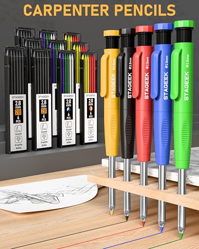 STAGEEK 49 Pack Carpenter Pencils with Sharpener