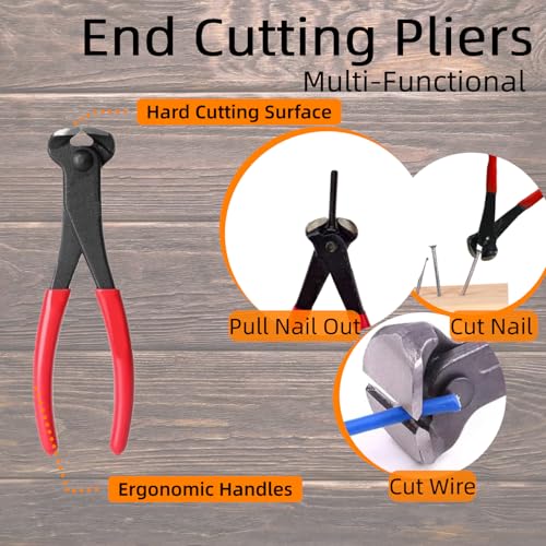 4Pcs Upholstery Staple Remover Tool Set Nail Puller, Staple Puller Set Including End Cutting Plier, Tack Pullers, Carpet Remover, Removing Staples from Construction Furniture Floor Wall Wooden