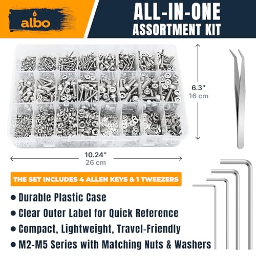 ALBO 2000 Pcs M2-M5 Socket Head Cap Screw Kit, 304 Stainless Steel - style: Set 2000 Head Cap