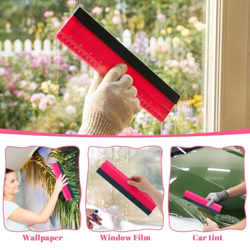 Wallpaper Smoothing Tool, Professional Vinyl Squeegee with Ruler Felt Squeegee for Vinyl Decals Sticker Paper Wallpaper Window Film Tools (12inch) - size: 12inch