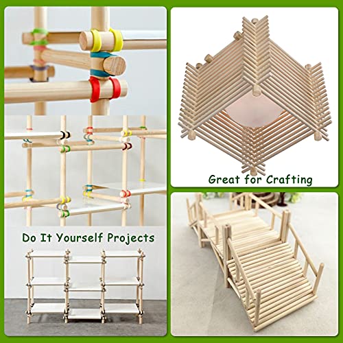 Wooden Dowel Rods, 100PCS 1/4 x 6 Inch Round Wooden Sticks for Arts Crafts, Home Decor, Cake Support, Photo Booth Props, Unfinished Natural Hardwood Sticks - size: 1/4 x 6 Inch (100PCS)