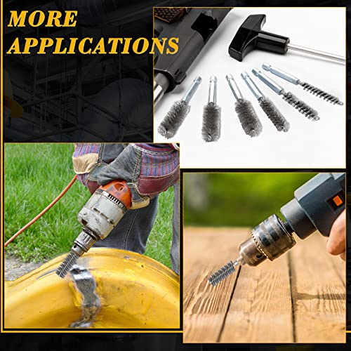 24 Pieces Bore Brush for Drill Wire Bore Brush Set Wire Cleaning Set Stainless Steel Cleaning for Power Drill Impact Driver (Stainless Steel) - style: Stainless Steel
