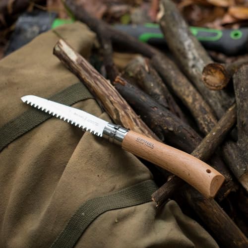 Opinel Folding Saw - Gardening and Camping Folding Carbon Steel Saw with Beechwood Handle - style: No.12