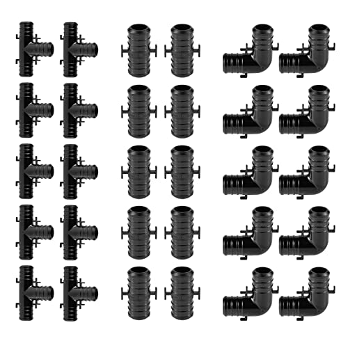 30Pack EFIELD 3/4" Poly PPSU Barb Crimp Pex Fitting Combo | Tees, Elbows, Couplings 10 PCS Each,ASTM F2159-PPSU1807012(30) - size: 3/4 Inch With Tab (P30)