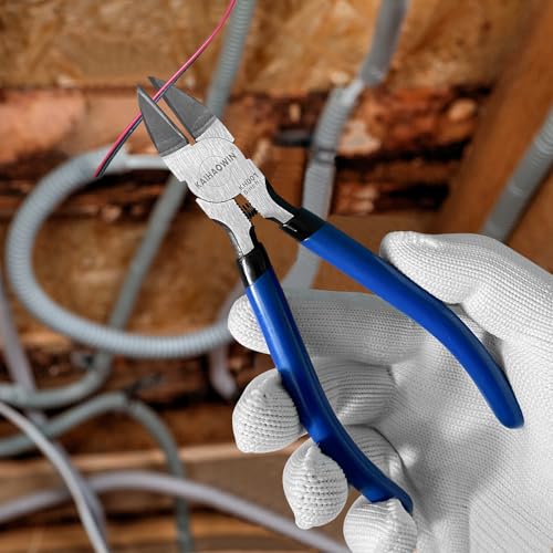 Wire Cutters 5 Pack, 6.5 inch,KAIHAOWIN Flush Cutters Diagonal Cutters Side Cutters Precision Ultra Sharp Spring Loaded Wire Snips Clippers Dikes Cutting Pliers Small for Crafting Jewelry Making,Blue - size: 6.5 inch
