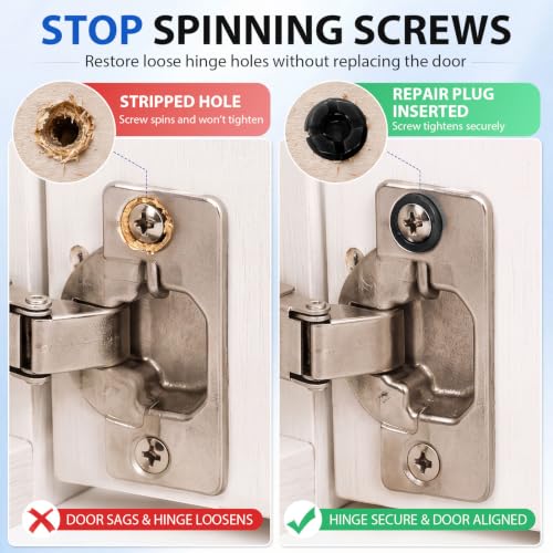 Bokon 30 Pcs Wood Anchor, Stripped Screw Hole Repair Kit,Black - color: Black