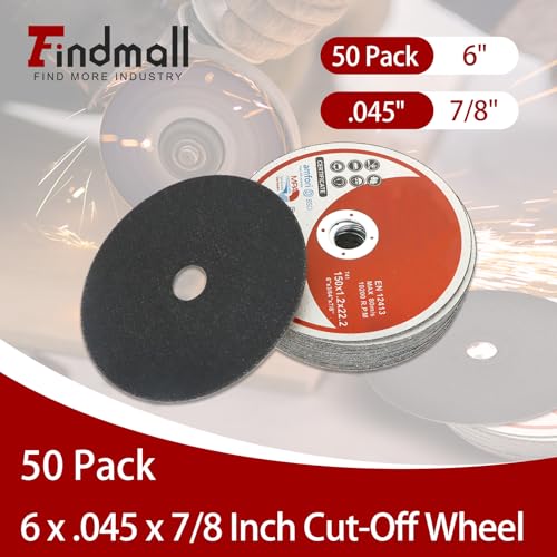 Cut Off Wheels 50 Pack 6 x .045 x 7/8 Inch Metal and Stainless Steel Cutting Discs for Angle Grinders - size: 50pcs 6"*0.045"*7/8"