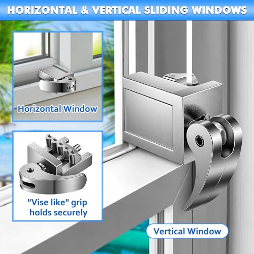 5 Pack Sliding Window Locks, Adjustable Security for Vertical & Horizontal Windows, Easy Install, Fits 1/16 inch to 7/8 inch Wide Rail, Enhanced Safety for Home & Office (Silver) - color: Silver