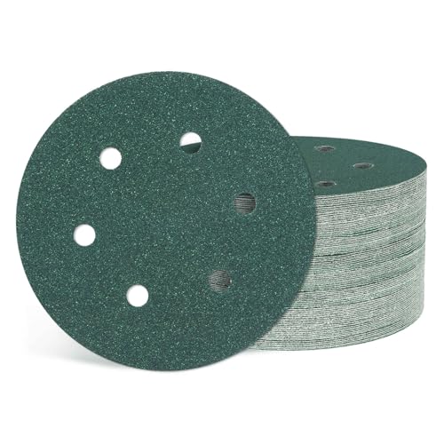 50Pcs Sanding Disc 6Inch 80Grit 6 Hole Sandpapers Green - color: Green, size: 6 Inch(80 Grit)