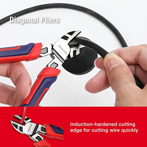 WORKPRO Pliers Set, 5-Piece Premium Cr-V Pliers Kit with Storage Pouch - size: 5-piece