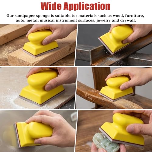 32Pcs Sanding Sponge Kit with Sanding Block, 180-3000 Grit Sandpaper | Wet & Dry Use, Ergonomic Soft Sanding Block, Washable & Reusable Material, For Wood, Auto Body, Guitar, Metal