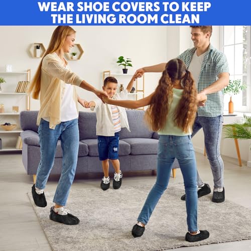 Vabean 1000 Pcs Disposable Shoe Cover Non Slip Dust Proof Boot Cover, Black - color: Black