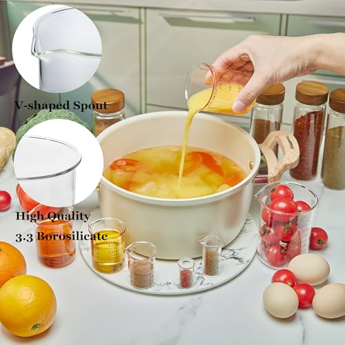 Ackers BORO3.3 Glass Measuring Cup Set, Beaker Style, 7-Piece - size: 5ml/15ml/30ml/60ml/120ml/150ml/250ml