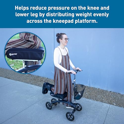 BodyMed Knee Walker Padded Gel Cover, Gel + Memory Foam Cushion, Elastic Fit Design, Low-Profile Comfort Pad, One Size Fits Most Knee Walkers
