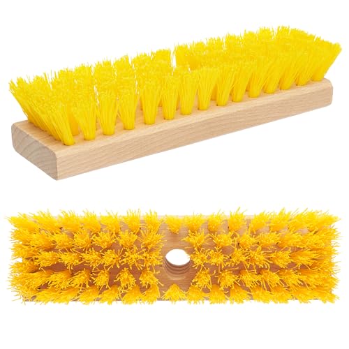 Deck Scrub Brush Head 7.87" - Heavy Duty Concrete & Wooden Deck Scrub Brush With Hard Nylon Bristles - size: 7.87"