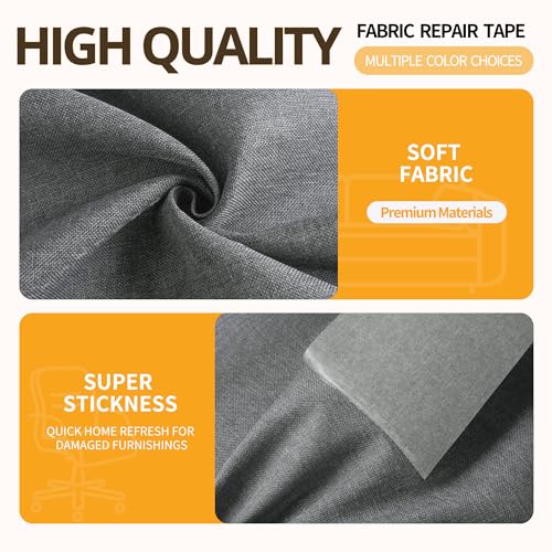 Fabric Repair Tape, 4" x 80" Self-Adhesive Linen Repair Tape Patch Kit Grey - color: Grey, size: 4" x 80"