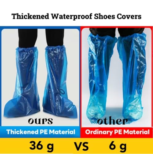 16 PCS Shoe Covers Disposable Non Slip,19 inch Tall,Thickened Waterproof Shoes Covers,Long Plastic Waterproof Shoes and Boots for Rain Covers Thicken Shoe Protector for Men and Women (8 Pairs,Blue) - color: Blue