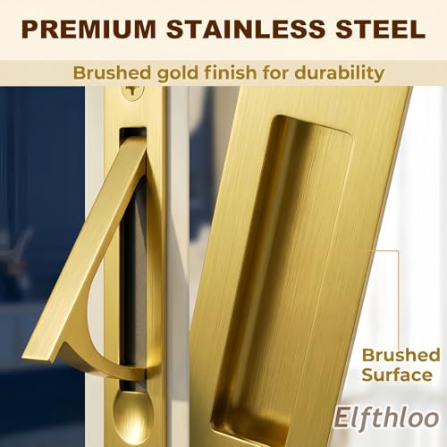 6 in Pocket Door Pulls& Edge Pull Set Brushed Gold