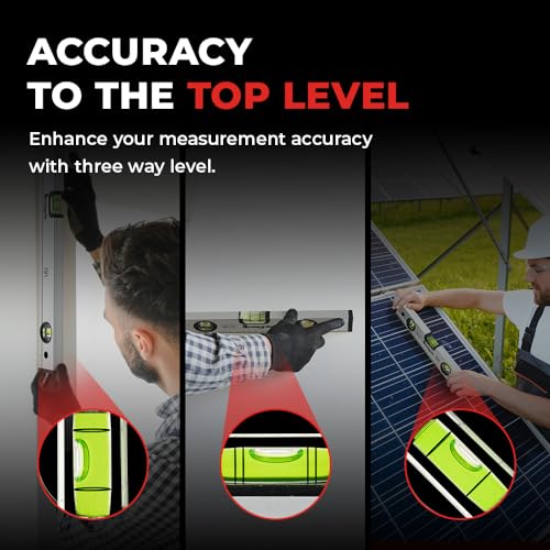 Magpie 12-Inch Magnetic Level and Ruler, 180/90/45 Degree Bubbles, Mechanical Torpedo Level, Shock Absorbing End Caps, Measurement in Inches and Centimeters