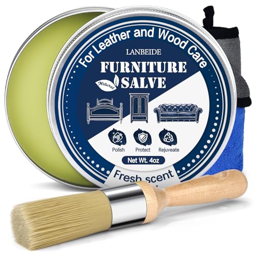 LANBEIDE Furniture Salve for Leather & Wood Furniture 4oz with Brush Set - size: 4 Ounce