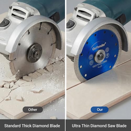 GoYonder Tile Blade 7 Inch, Super Thin Diamond Saw Blade for Cutting Porcelain Tiles, Granite Marble Ceramics (7"-Blue) - size: 7"
