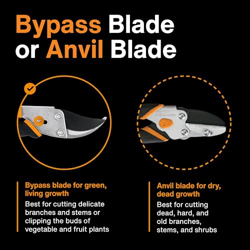 Fiskars Bypass Pruning Shears, 5/8" Cut Capacity Garden Clippers - style: Bypass Pruner