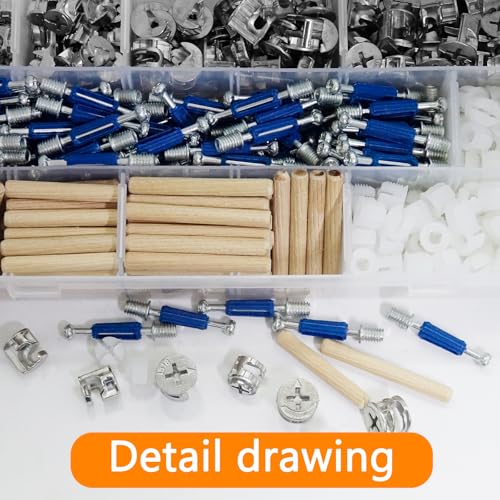 390PCS Cam Locks for Furniture 3-in-1 Eccentric Hardware Wheels Furniture Fasteners Cam Lock Nuts and Cam Screws Furniture Cam Lock Fasteners for Drawer Dresser Cabinet