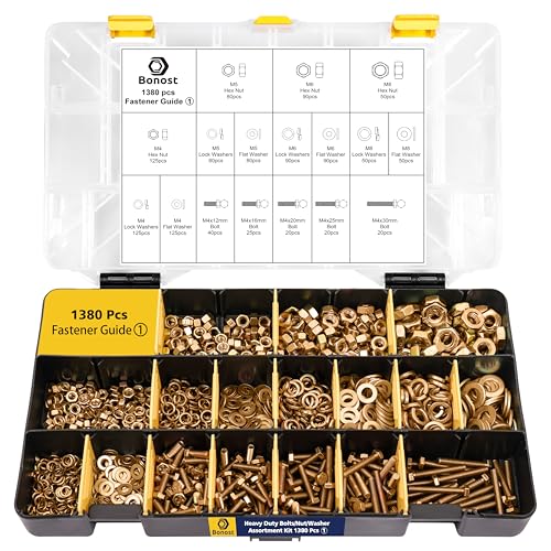 Bonost 1380pcs Nuts and Bolts Assortment Kit, Zinc Plated, Grade 8.8 M4-M8