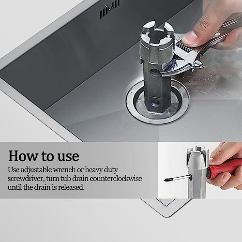 Tub Drain Remover Wrench, Heavy Duty Drain Wrench Aluminum Alloy Wrench for Install and Remove Most Bath and Shower Drains