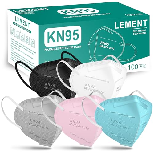 LEMENT KN95 Face Masks,100 Pack Breathable Cup Dust Mask For Adults,5 color - color: Adult-100 Pack-color