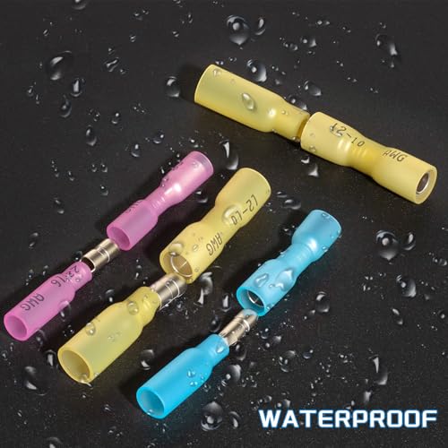 Heat Shrink Bullet Wire Connectors Kit 22-10AWG Male and Female Bullet Connector Set for Marine Automotive Stereo Wiring (Pack of 60PCS)