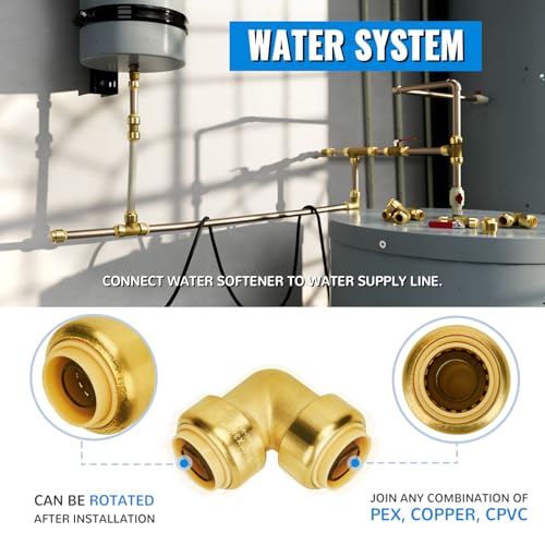 SUNGATOR 3/4 Inch Elbow, Push-to-Connect Plumbing Fittings, Brass, 2 Pack - color: Brass Elbow, 2 Pack, size: 3/4 Inch