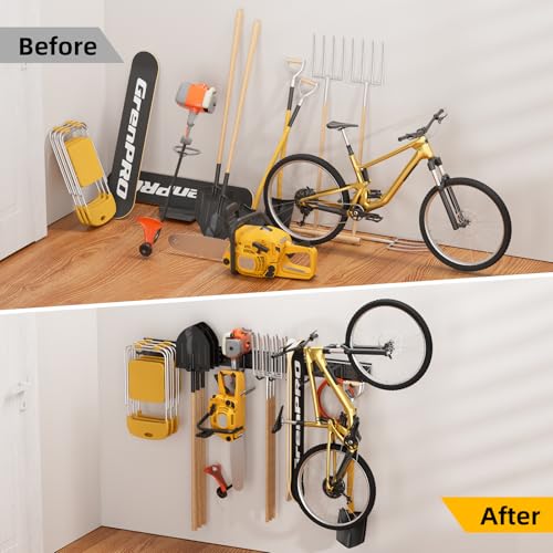 GRENPRO 66 Inch Garage Tool Organizer with 10 Assorted Hooks, Holds 720 LBS - size: 66 inch
