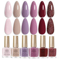 Born Pretty Nude Nail Polish Set 6 Colors Lilac Lavender Burgundy Red Khaki - color: Muted Muse