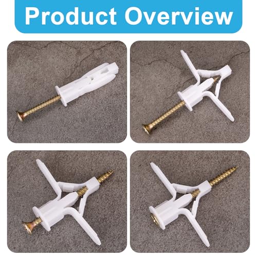 100 pcs Drywall Anchors, Hollow-Wall Anchors with Screws - color: White-50pcs